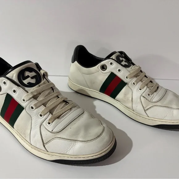 Gucci White Sneakers with Red and Green Accents US 12 - Picture 2 of 14